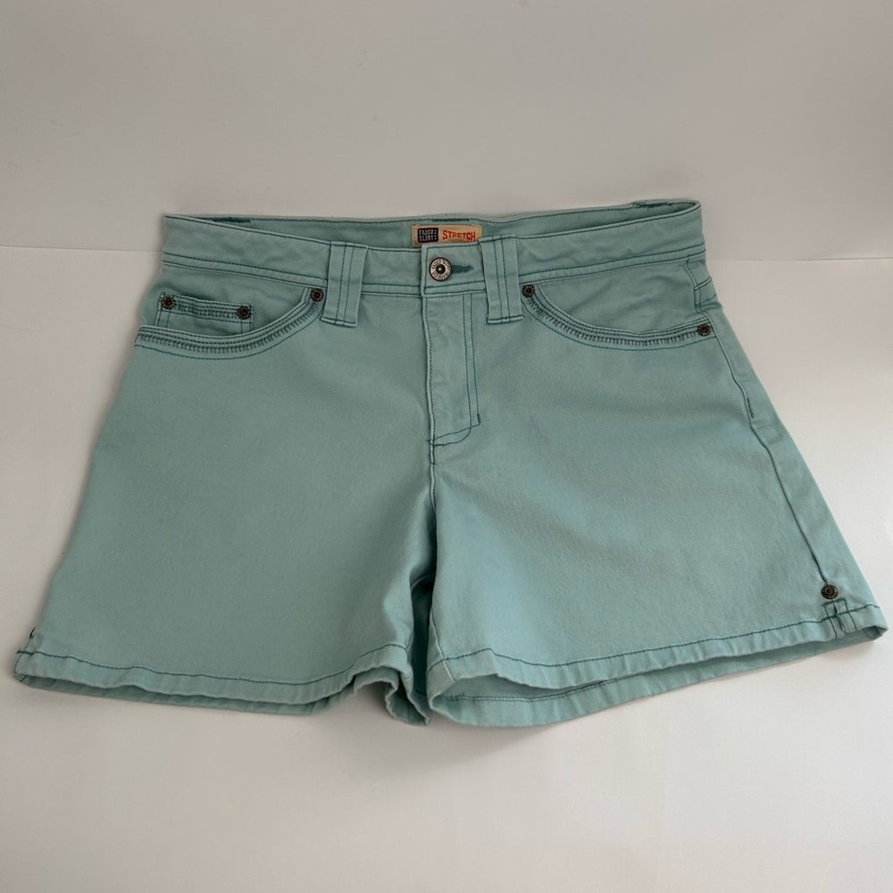Faded Glory Stretch Women High Rise Stretch Cotton Short Teal Size 8